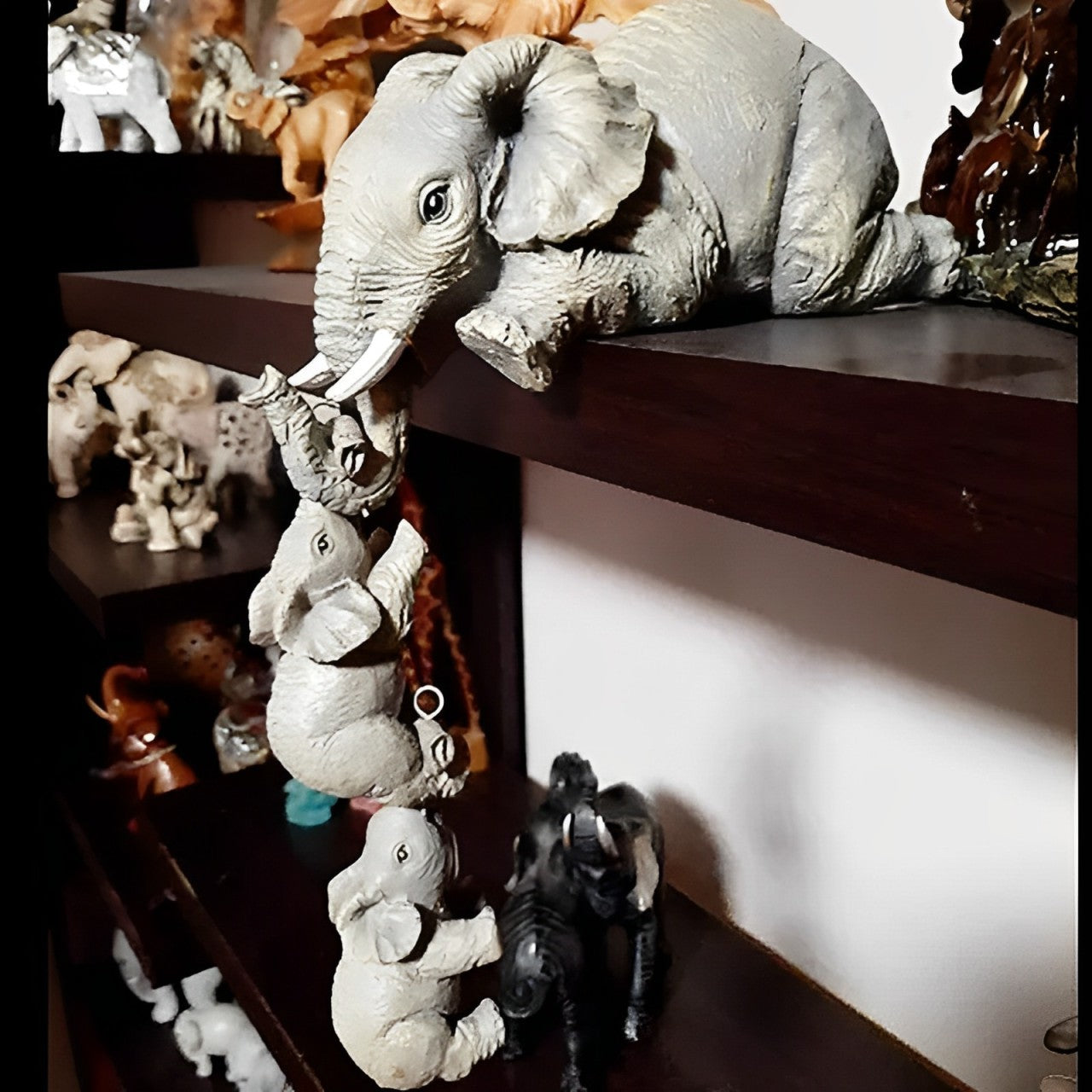 Estatua Decorativa Criativa elefante segurando bebês