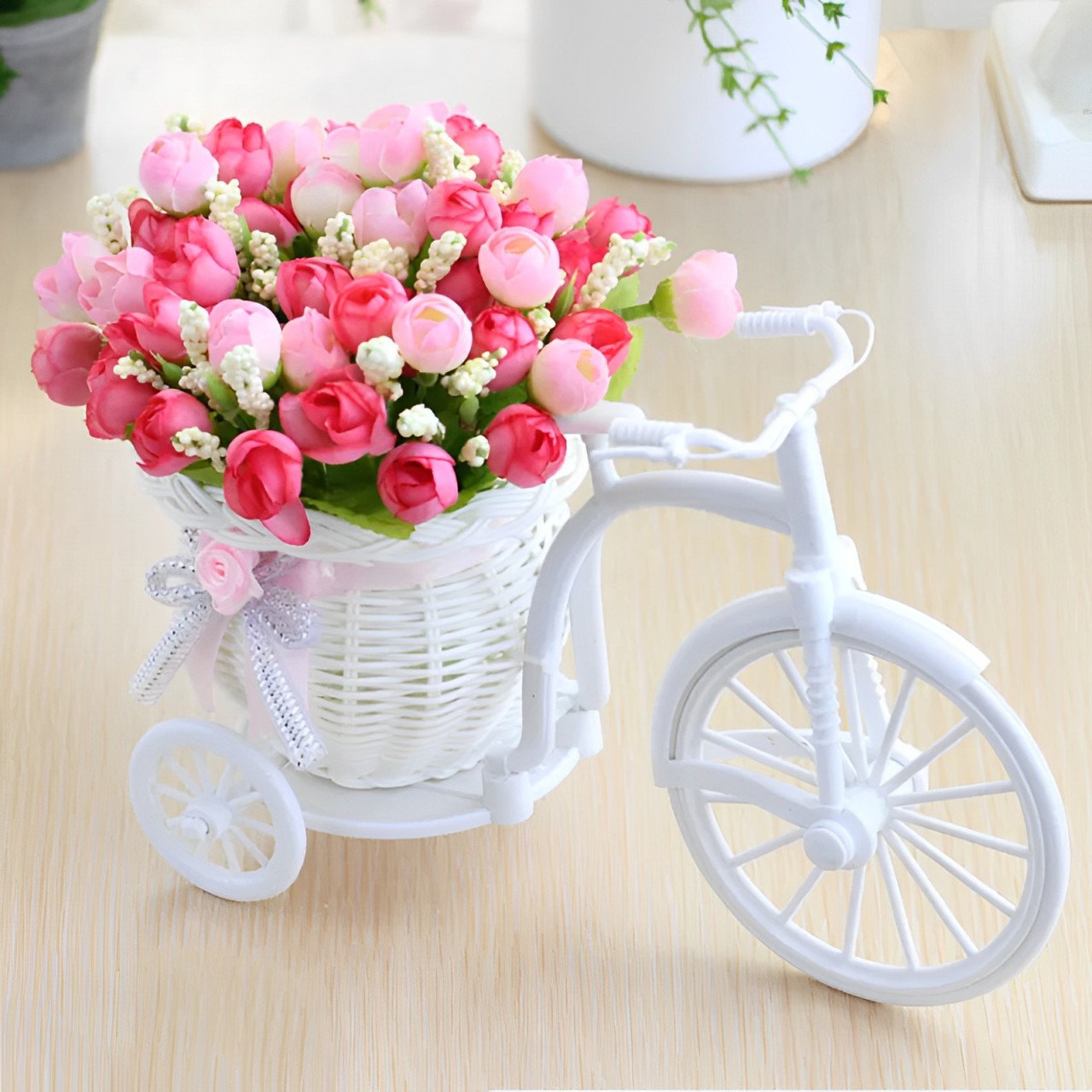 Vaso Decorativo Bicicleta com Flores